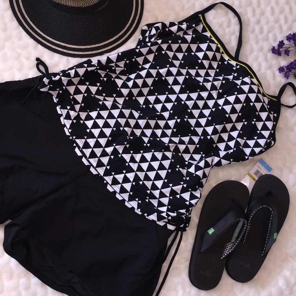 NEW South Point Geo Y Back Tankini Short Swimsuit